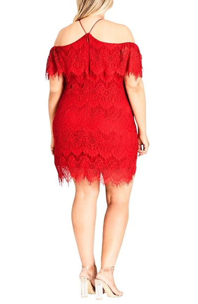 Shop City Chic Lace Devotion Off The Shoulder Minidress In Red