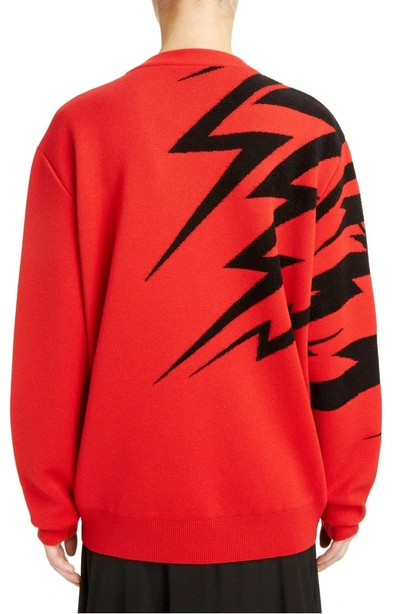 Shop Givenchy Tiger Wool Jacquard Sweater In Red/ Black