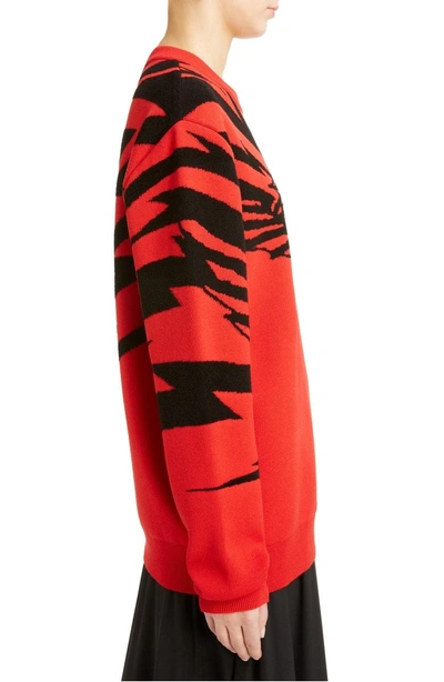 Shop Givenchy Tiger Wool Jacquard Sweater In Red/ Black