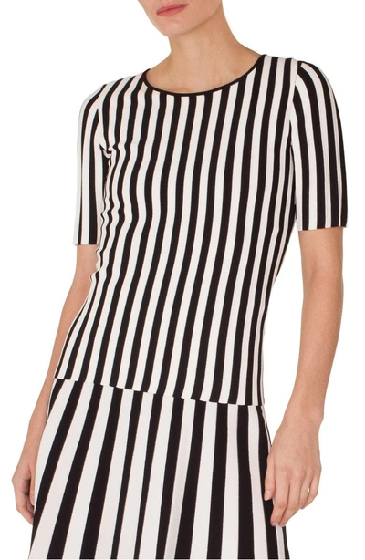 Shop Akris Punto Kodak Stripe Top In Black-cream