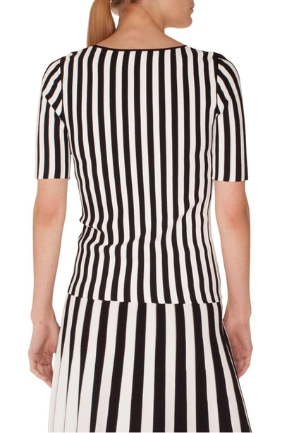 Shop Akris Punto Kodak Stripe Top In Black-cream