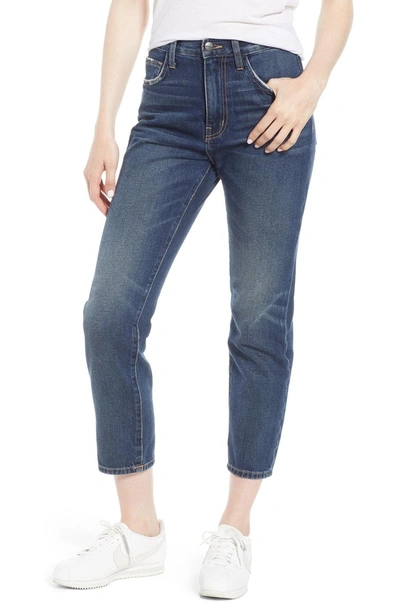 Shop Current Elliott The Vintage High Waist Crop Slim Jeans In 1 Year Worn Rigid Indigo