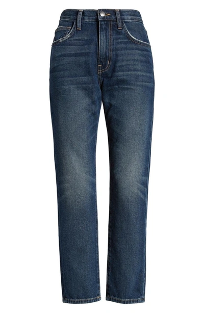 Shop Current Elliott The Vintage High Waist Crop Slim Jeans In 1 Year Worn Rigid Indigo