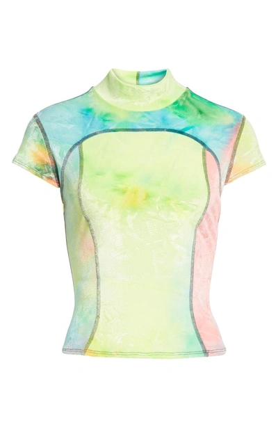 Shop Eckhaus Latta Tie Dye Mock Neck Tee In Candy Crush