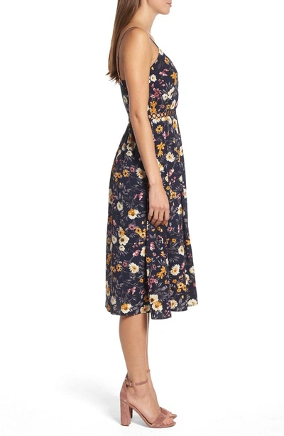 Shop Joa Floral Midi Dress In Navy Floral