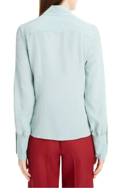 Shop Victoria Beckham Split Sleeve Silk Shirt In Jade