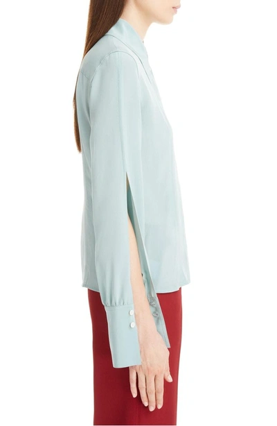 Shop Victoria Beckham Split Sleeve Silk Shirt In Jade