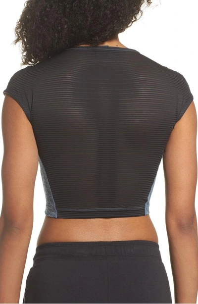 Shop Nike Pro Training Crop Top In Carbon Heather/black/black