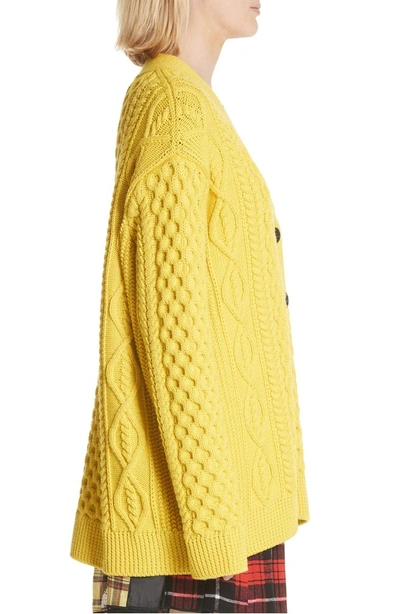 Shop Marc Jacobs Oversize Cable Knit Merino Wool Cardigan In Yellow
