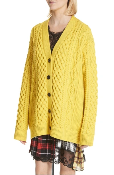 Shop Marc Jacobs Oversize Cable Knit Merino Wool Cardigan In Yellow