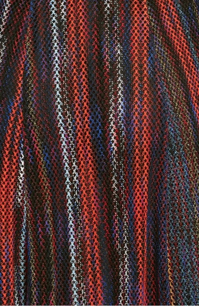 Shop Missoni Metallic Stripe Knit Dress In Red Multi