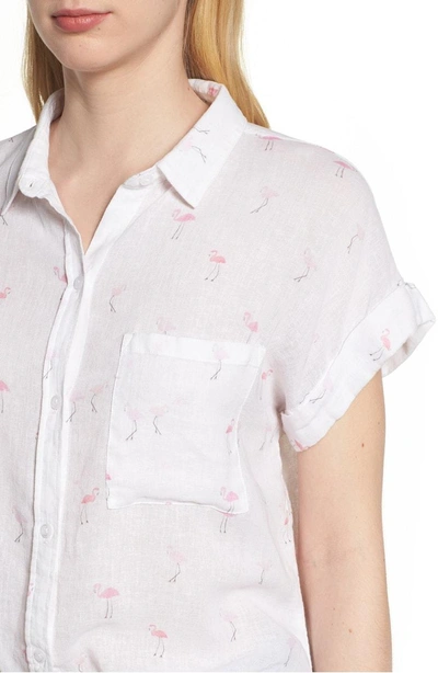 Shop Rails Whitney Flamingo Print Linen Blend Shirt In Flamingos
