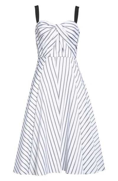 Shop Jason Wu Dobby Stripe Cotton Poplin A-line Dress In Chalk/ Black