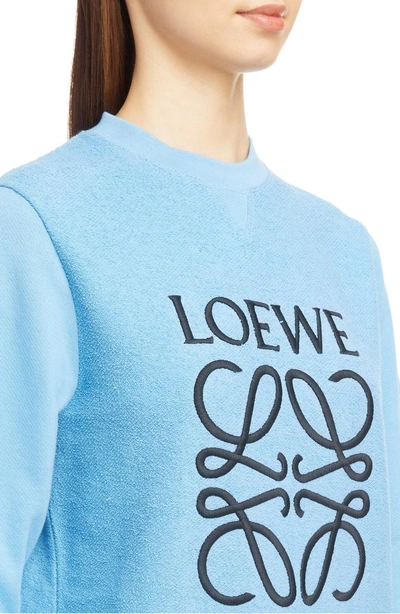 Shop Loewe Terry Bodice Logo Sweatshirt In Light Blue