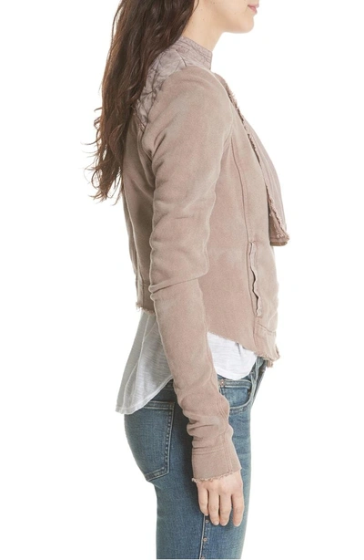 Shop Free People Shrunken Moto Jacket In Taupe