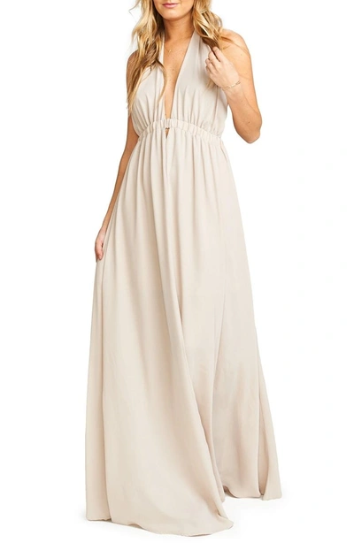 Shop Show Me Your Mumu Luna Halter Gown In Show Me The Ring