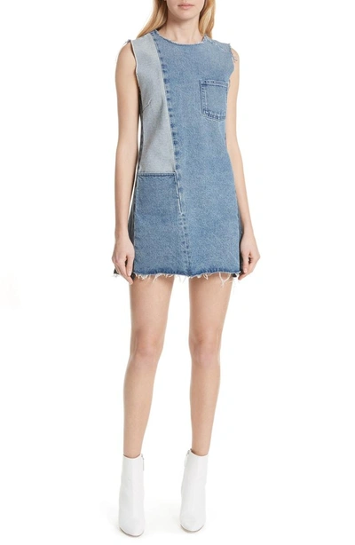 Shop Grlfrnd Hilary Patchwork Denim Dress In Bad Beat