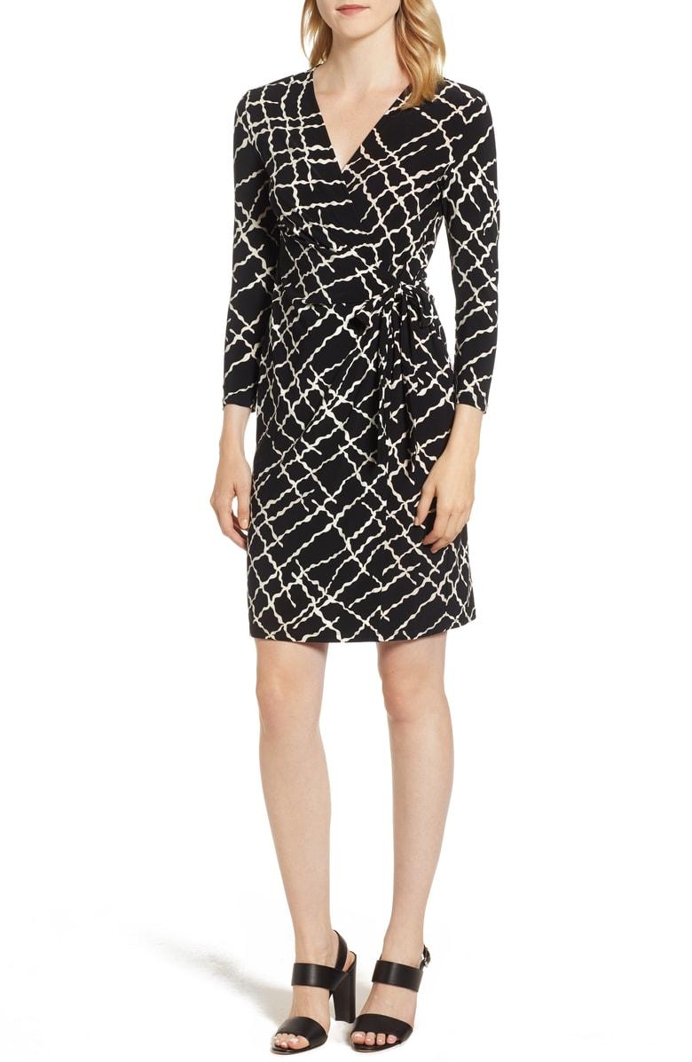 anne klein black wrap dress