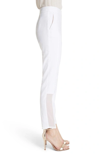 Shop St John Sheer Inset Stretch Twill Pants In Bianco