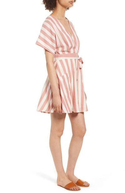 Shop Moon River Stripe Cotton Wrap Dress In Red Stripe