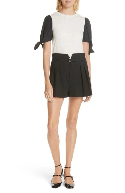 Shop Red Valentino Pleated Wide Leg Shorts In Nero