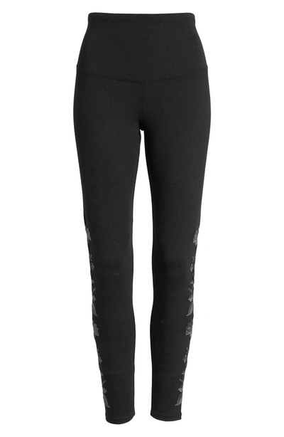 Shop Yummie Floral Embroidered Ankle Leggings In Black