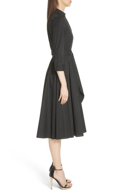 Shop Michael Kors Polka Dot Wrap Front Dance Dress In Black/ Optic White