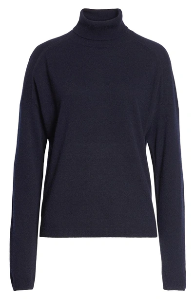 Shop Vince Cashmere Boxy Turtleneck Sweater In Coastal