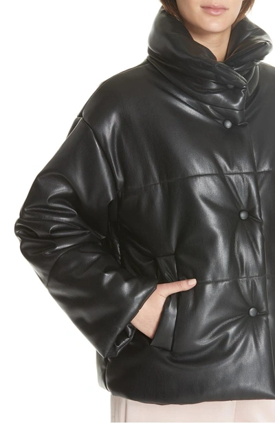 Shop Nanushka Hide Faux Leather Puffer Jacket In Black