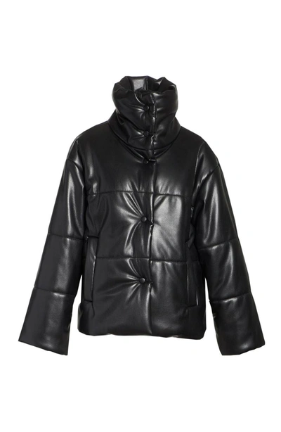 Shop Nanushka Hide Faux Leather Puffer Jacket In Black