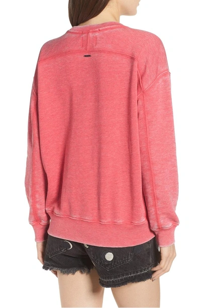 Shop Scotch & Soda Burnout Applique & Graphic Sweatshirt In 0117 Raspberry