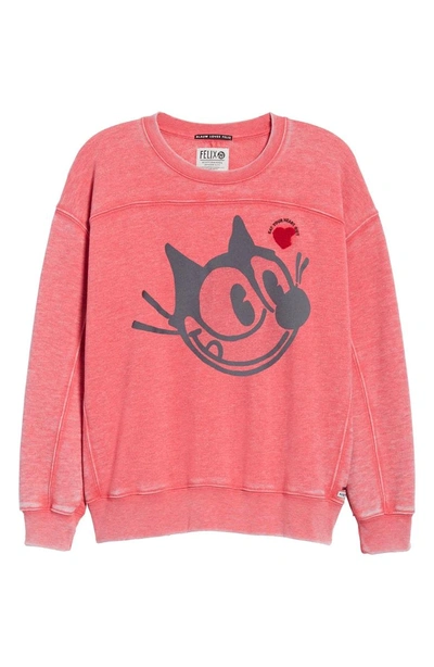 Shop Scotch & Soda Burnout Applique & Graphic Sweatshirt In 0117 Raspberry