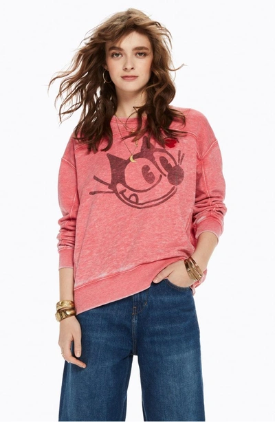 Shop Scotch & Soda Burnout Applique & Graphic Sweatshirt In 0117 Raspberry