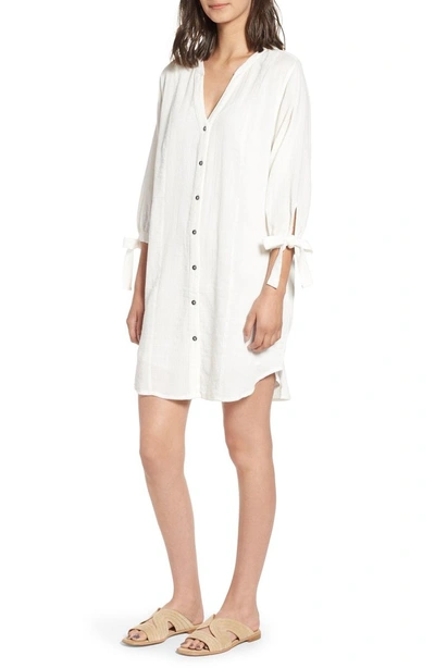 Shop Splendid Double Cloth Shirtdress In Off White