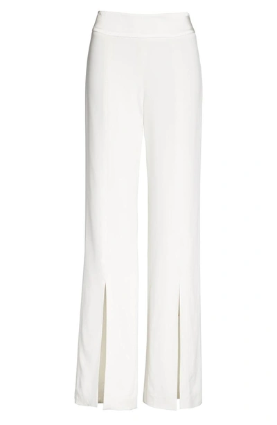 Shop Jonathan Simkhai Satin Combo Front Slit Pants In Ivory