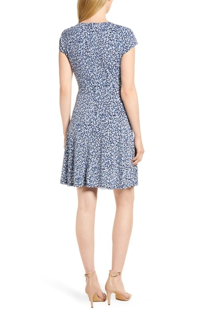 Shop Michael Michael Kors Collage Floral Double Keyhole Dress In True Navy/ Light Chambray