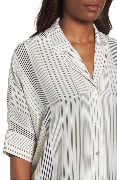 Shop Eileen Fisher Stripe Silk Shirt In Bone