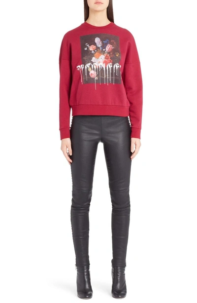 Shop Alexander Mcqueen Paint Drip Graphic Sweatshirt In Dark Rose