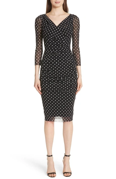 Shop Fuzzi Polka Dot Tulle Surplice Dress In Nero