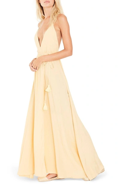 Shop Faithfull The Brand Santa Rose Strappy Maxi Dress In Plain Lemon Sorbet