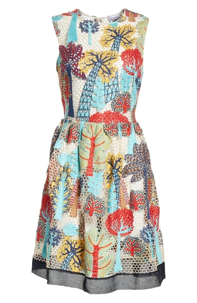 Shop Red Valentino Embroidered Fit & Flare Dress In Multicolor