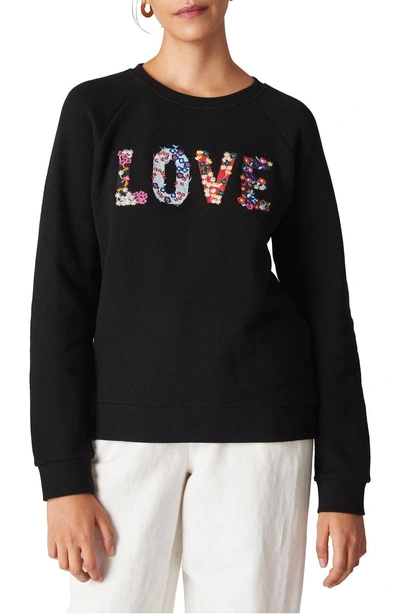 Shop Whistles Love Embroidered Sweatshirt In Black