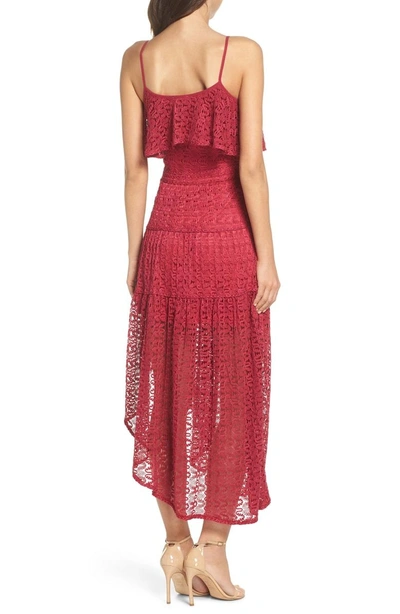 Shop Foxiedox Rayna Asymmetrical Lace Dress In Magenta