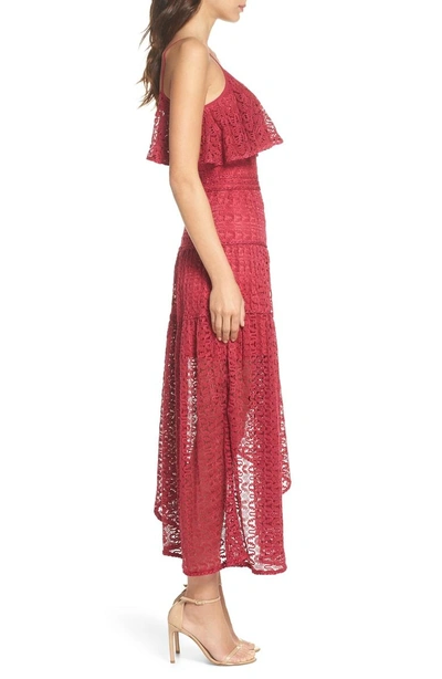 Shop Foxiedox Rayna Asymmetrical Lace Dress In Magenta