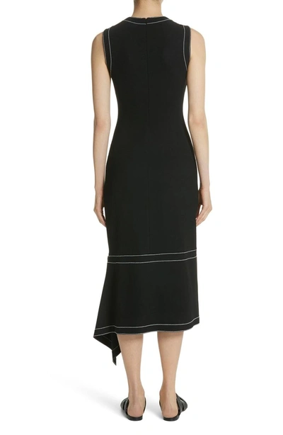 Shop Rosetta Getty Rosetta Getta Asymmetrical Contrast Stitch Dress In Black