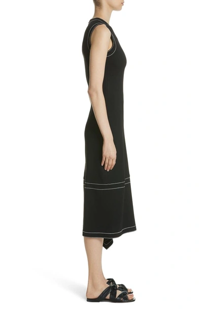 Shop Rosetta Getty Rosetta Getta Asymmetrical Contrast Stitch Dress In Black