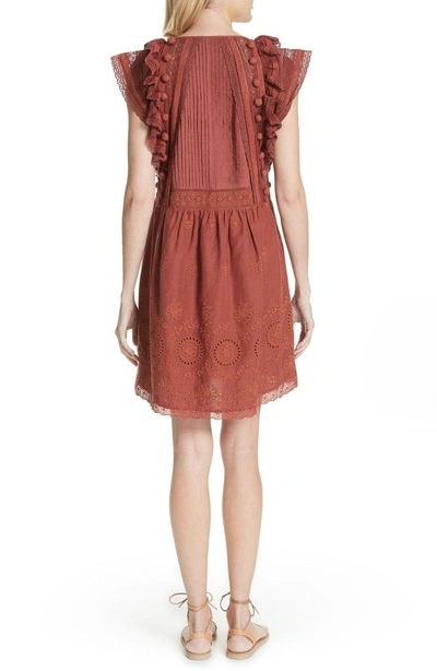 Shop Sea Sofie Lace & Pompom Dress In Clay