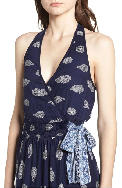 Shop Band Of Gypsies Bandana Print Jumpsuit In Navy/ White