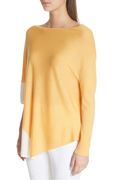 Shop St John Jersey Knit Asymmetrical Sweater In Mango/ Cream