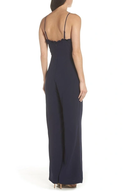 Shop Adelyn Rae Apron Style Jumpsuit In Navy